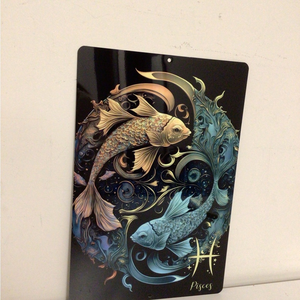 horoscope metal tin Sign, pisces, horoscope Wall Art